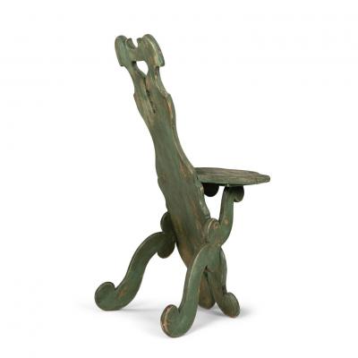 Green Painted Folk Art Swedish Chair