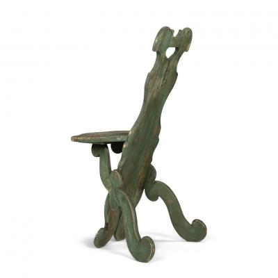 Green Painted Folk Art Swedish Chair