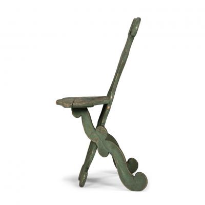 Green Painted Folk Art Swedish Chair