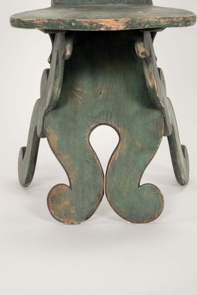 Green Painted Folk Art Swedish Chair