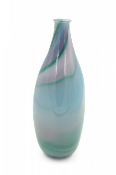 Green Purple and Blue Tapered Art Glass Vase