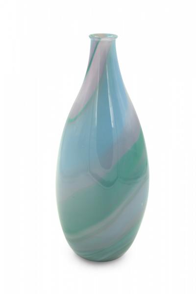 Green Purple and Blue Tapered Art Glass Vase
