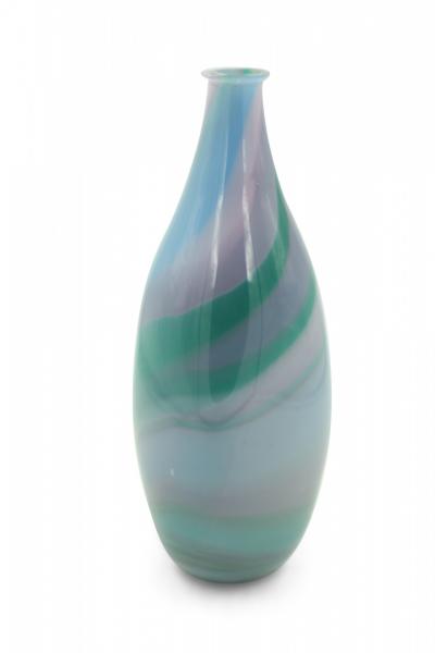Green Purple and Blue Tapered Art Glass Vase