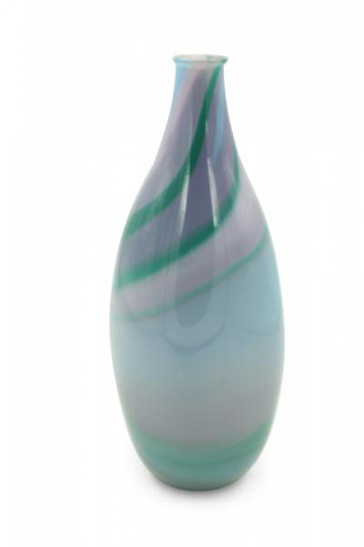 Green Purple and Blue Tapered Art Glass Vase