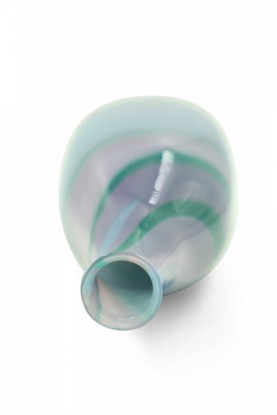 Green Purple and Blue Tapered Art Glass Vase