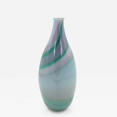 Green Purple and Blue Tapered Art Glass Vase