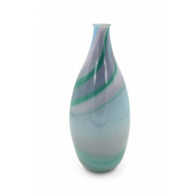 Green Purple and Blue Tapered Art Glass Vase