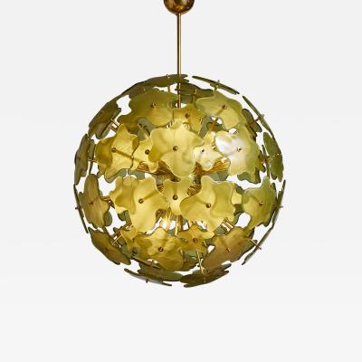 Green Spatters Murano Glass Chandelier
