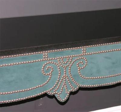 Green Teal Velvet Wall Mount Console with Black Granite Top