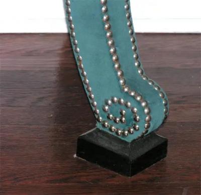 Green Teal Velvet Wall Mount Console with Black Granite Top