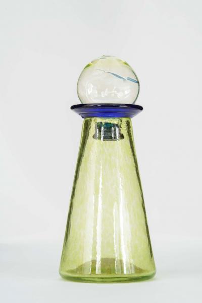 Green and Blue Tinted Glass Decanter