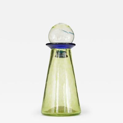 Green and Blue Tinted Glass Decanter