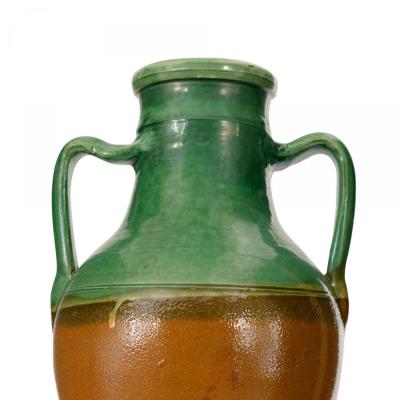 Green and Brown Glazed Ceramic Urn
