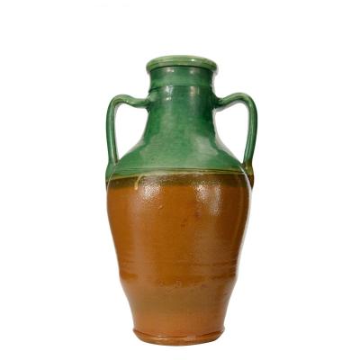 Green and Brown Glazed Ceramic Urn