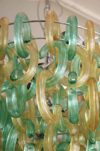Green and Gold Murano Glass C Link Chandelier