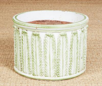 Green and White Fern Leaf Planter