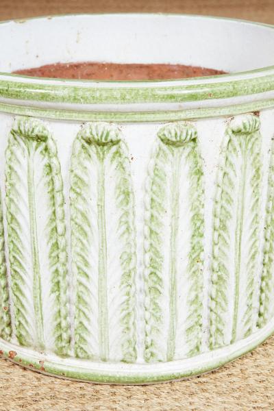 Green and White Fern Leaf Planter