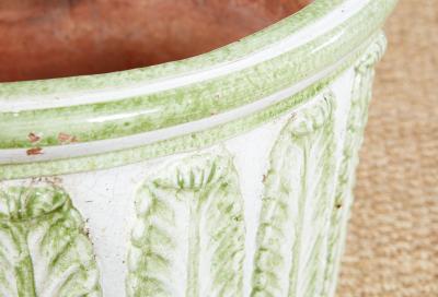 Green and White Fern Leaf Planter
