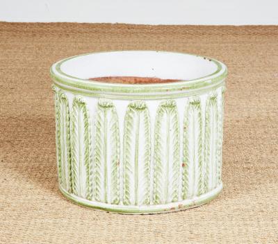 Green and White Fern Leaf Planter