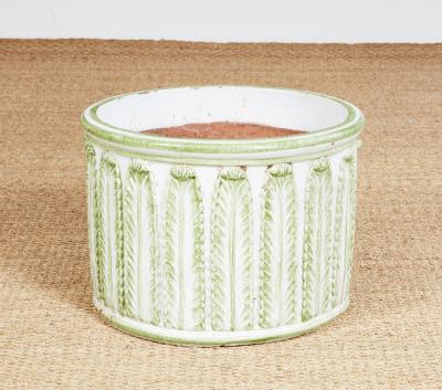 Green and White Fern Leaf Planter