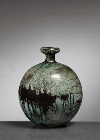 Green ceramic vase