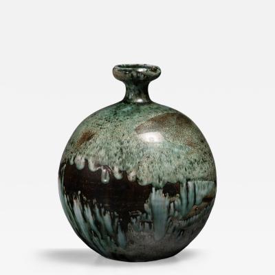 Green ceramic vase