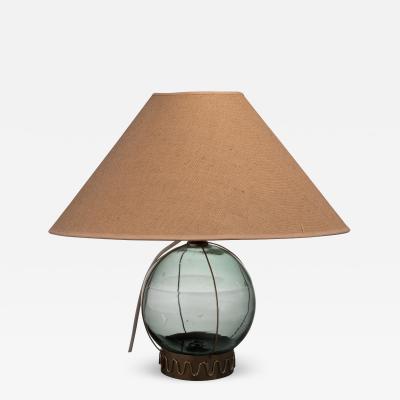 Green glass studio table lamp