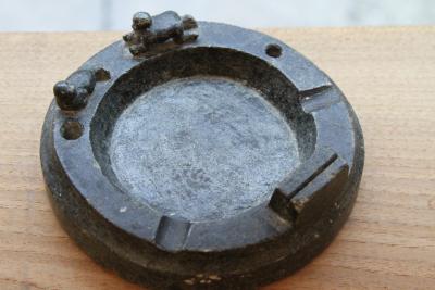 Greenlandic Soapstone Ashtray with Baby Seal Human Figures