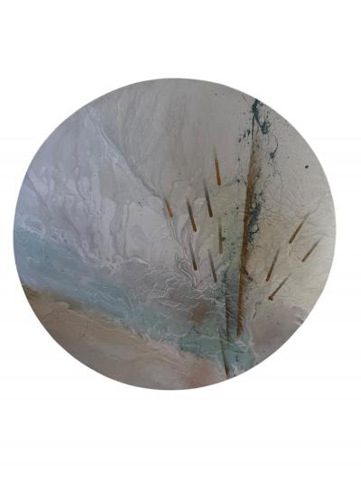 Greg Copeland LARGE SCALE POST MODERN ROUND ABSTRACT PAINTING ON CANVAS BY GREG COPELAND