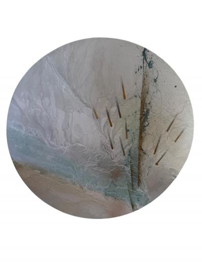 Greg Copeland LARGE SCALE POST MODERN ROUND ABSTRACT PAINTING ON CANVAS BY GREG COPELAND