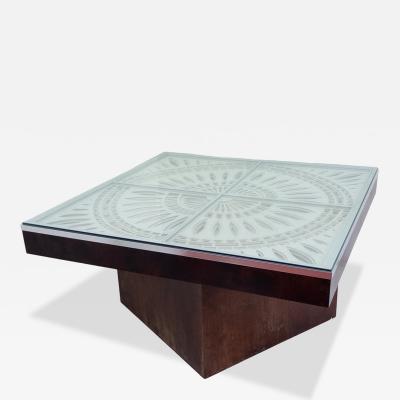 Greg Copeland RARE MODERNIST REVOLVING ARTWORK TABLETOP COFFEE TABLE BY GREG COPELAND