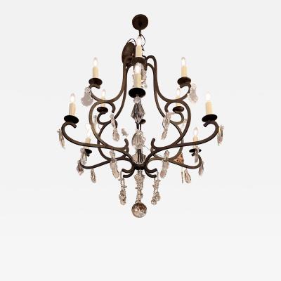 Gregorius Pineo 19 C Style Gregorious Pineo Wrought Iron Crystal Chandelier From Famous Estate