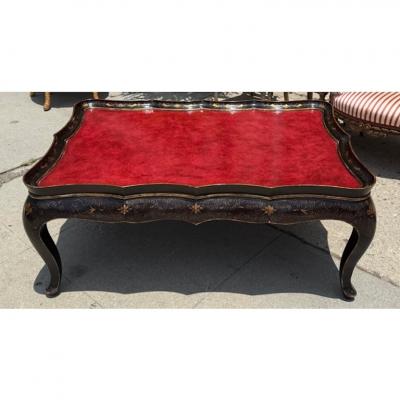 Gregorius Pineo Gregorius Pineo Chinoiserie Coffee Cocktail Table W Red Leather Top