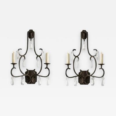 Gregorius Pineo Gregorius Pineo Rousseau Wrought Iron Two Arm Sconces a Pair