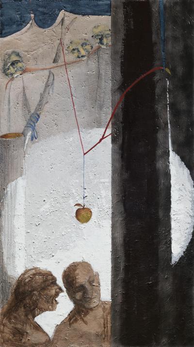 Gregory Kitterle Eris at Play Trompe loeil Figurative Painting Made With Plaster on Canvas