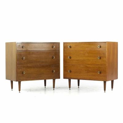 Greta Grossman for Glenn of California Mid Century Walnut 3 Drawer Chest Pair