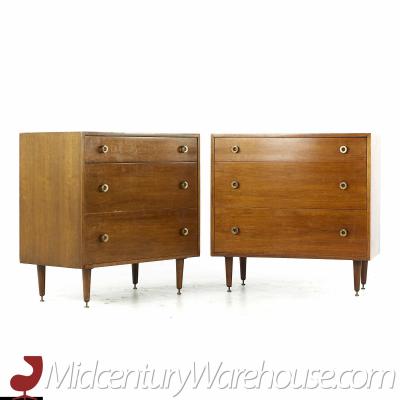 Greta Grossman for Glenn of California Mid Century Walnut 3 Drawer Chest Pair