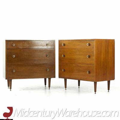 Greta Grossman for Glenn of California Mid Century Walnut 3 Drawer Chest Pair