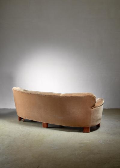 Greta Magnusson Grossman Curved brown three seater sofa Sweden 1940s
