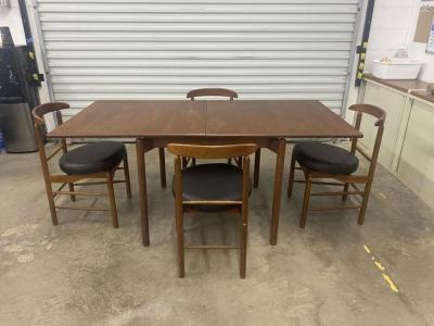 Greta Magnusson Grossman Greta Grossman Mid Century Teak Expandable Dining Table and Chairs