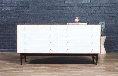 Greta Magnusson Grossman Greta M Grossman Two Tone Lacquered Walnut Dresser for Glenn of CA