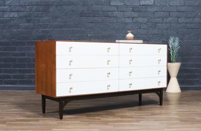 Greta Magnusson Grossman Greta M Grossman Two Tone Lacquered Walnut Dresser for Glenn of CA