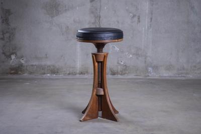 Grete Jalk GRETE JALK BLACK LEATHER STOOL