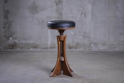 Grete Jalk GRETE JALK BLACK LEATHER STOOL