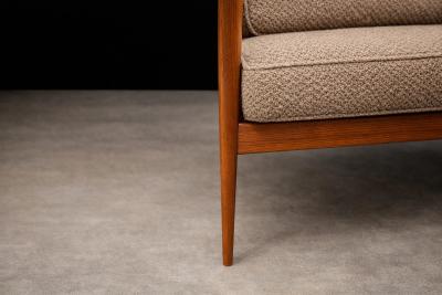 Grete Jalk Grete Jalk Armchair in Caviuna Mushroom Brown Boucl Rino Levi Brazil 1960s