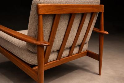 Grete Jalk Grete Jalk Armchair in Caviuna Mushroom Brown Boucl Rino Levi Brazil 1960s