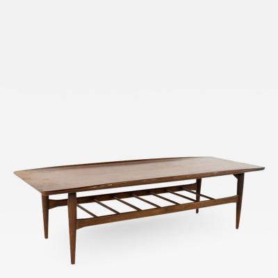 Grete Jalk Grete Jalk Style Bassett Mid Century Walnut Surfboard Coffee Table