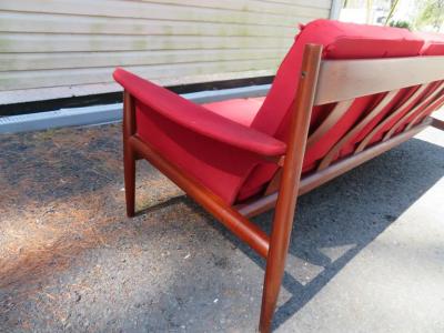Grete Jalk Handsome Teak Grete Jalk 3 Seater Sofa for France and Son