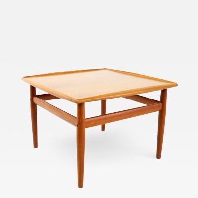 Grete Jalk for France Son Danish Teak Side Coffee Table with Brass Accents