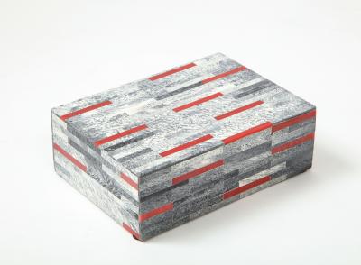 Grey Red Bone Tile Box